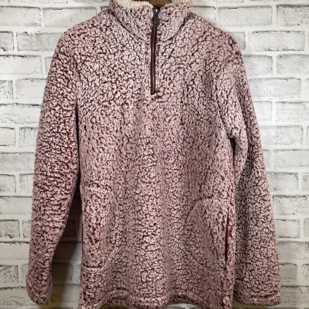 Women’s Love Tree Pink Fleece Sherpa 1/4 Zip Pullover Medium - Picture 2 of 5